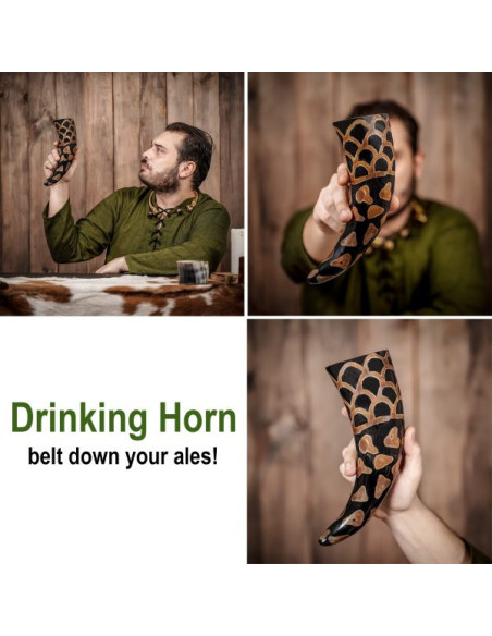 Buzina Viking com desenho queimado,...