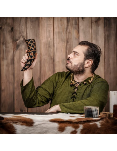 Buzina Viking com desenho queimado,...