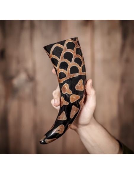 Buzina Viking com desenho queimado,...