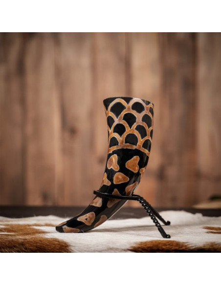 Buzina Viking com desenho queimado,...