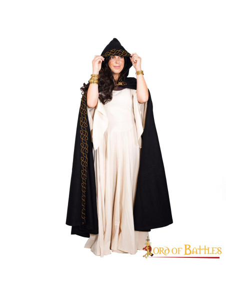 Manto élfico de lã com capuz e fecho...