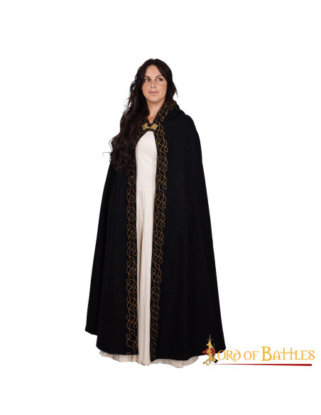 Manto élfico de lã com capuz e fecho...