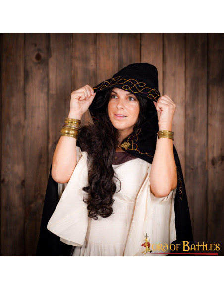 Manto élfico de lã com capuz e fecho...