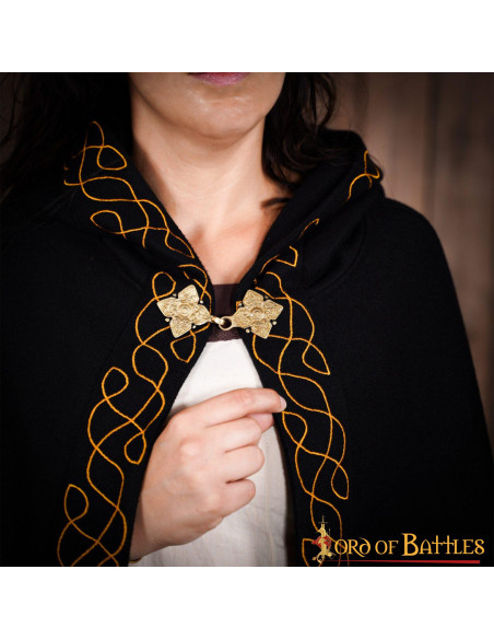 Manto élfico de lã com capuz e fecho...