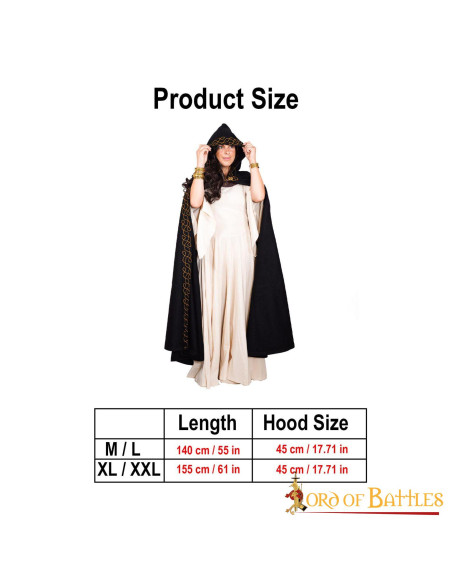 Manto élfico de lã com capuz e fecho...