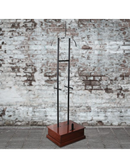 Suporte de metal com base de madeira...