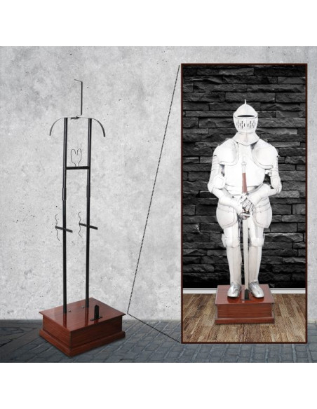 Suporte de metal com base de madeira...