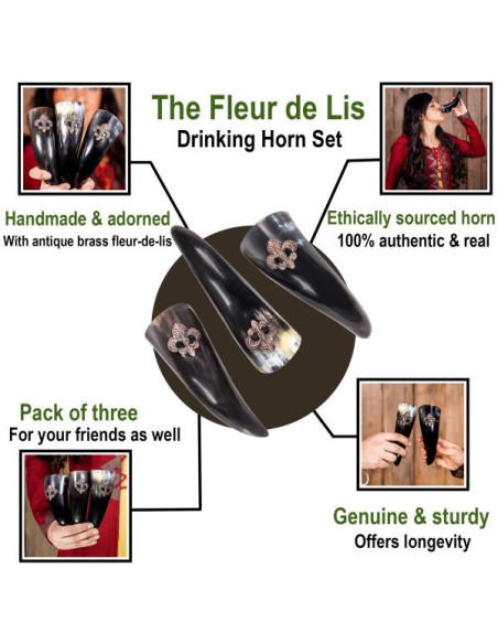 Conjunto de 3 chifres Viking design...