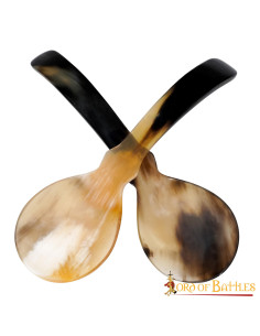 Conjunto de 2 colheres de chifre genuíno estilo Viking 2