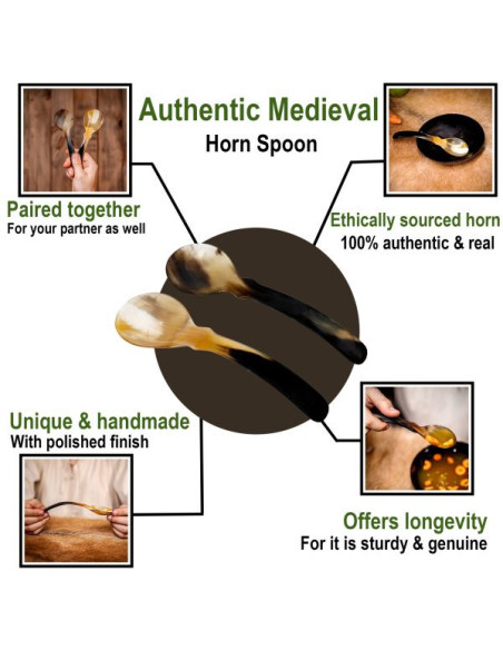 Conjunto de 2 colheres de chifre...