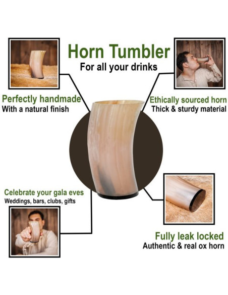 Caneca Viking em chifre de boi para...