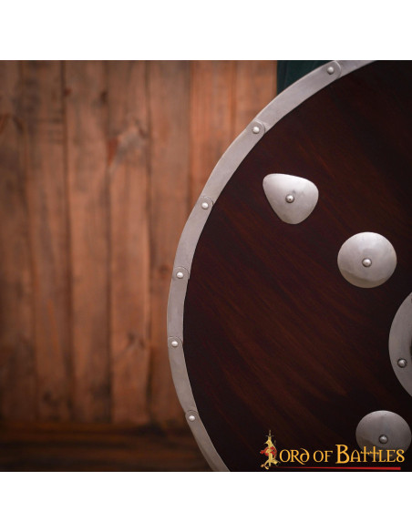 Escudo redondo vikingo de madeira com...