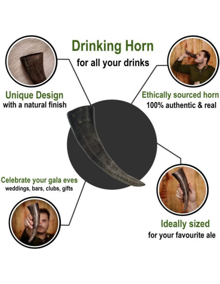 Chifre viking com escamas esculpidas