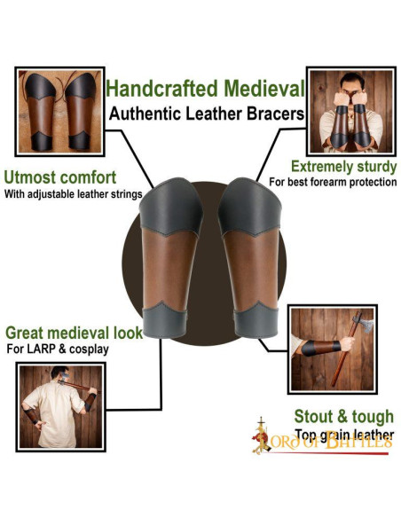 Pulseiras medievais de couro genuíno...