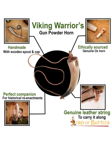 Pólvora em chifre genuíno com...