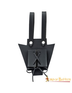 Baldric de couro preto medieval para punhais ou espadas