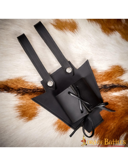 Baldric de couro preto medieval para...