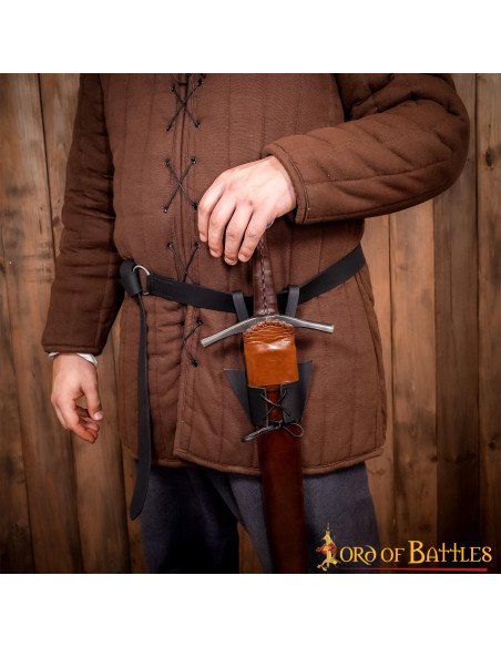 Baldric de couro preto medieval para...