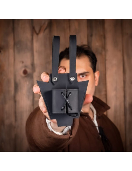 Baldric de couro preto medieval para...