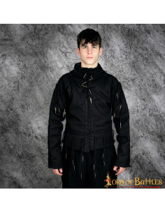 Colete preto funcional s. XV, com atacadores