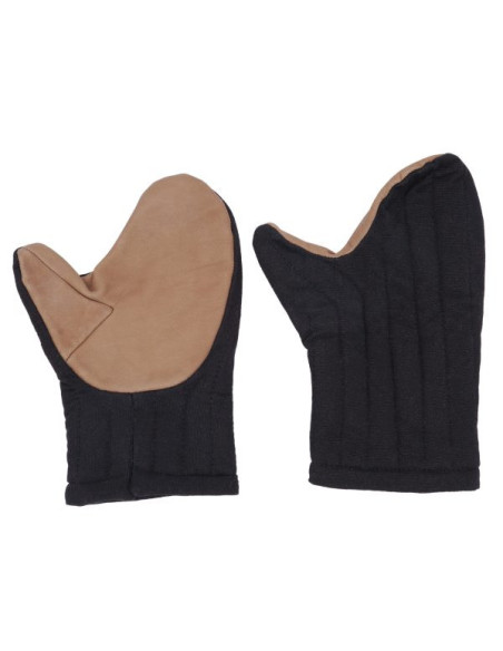 Luvas pretas de algodão acolchoadas