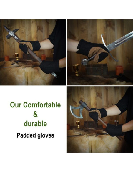 Luvas pretas de algodão acolchoadas