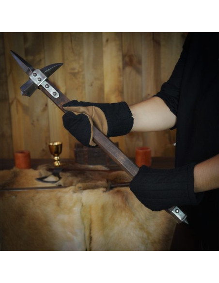 Luvas pretas de algodão acolchoadas