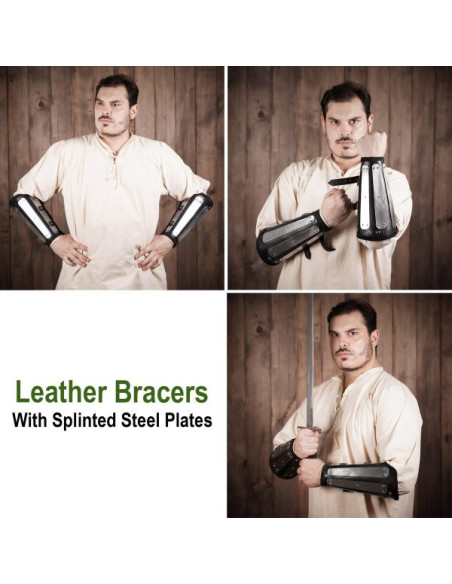 Pulseiras de couro com proteções de...