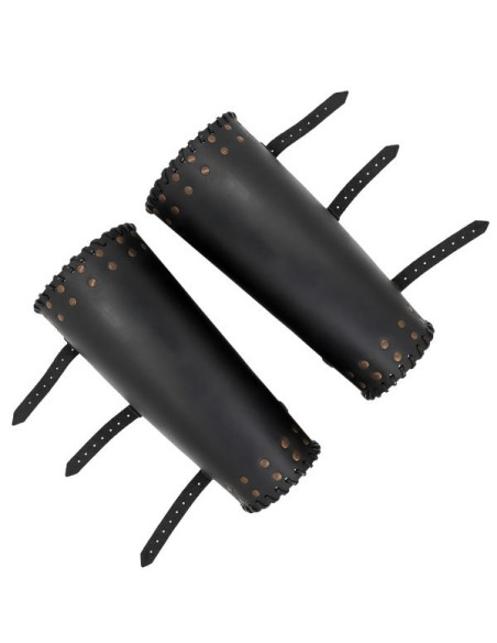 Grevas viking couro preto genuíno com...