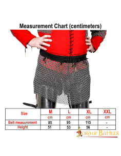 Saia de cota de malha com anel plano rebitado, 9mm. 2