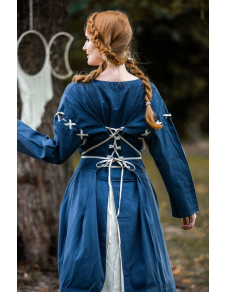 Vestido medieval azul e branco modelo...