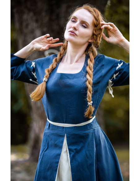 Vestido medieval azul e branco modelo...