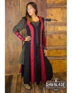Túnica medieval para mulher arqueira Arylith - Preto e Vermelho