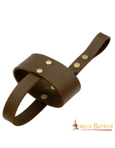 Suporte de couro marrom para copos de chifre e xícaras