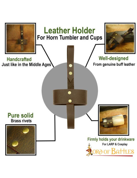 Suporte de couro marrom para copos de...