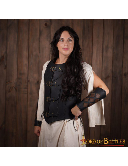 Espartilho de couro preto Dama Guerrera