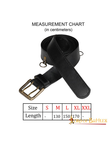 Cinto de couro fantasia medieval - Preto