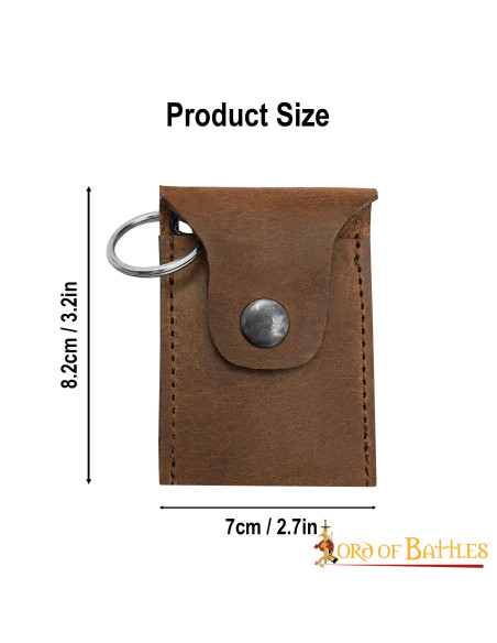 Porta-chaves-bolsa medieval em pele -...