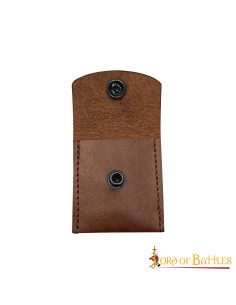 Prática bolsa medieval em pele - Castanho (6,8x6,3 cm.) 2