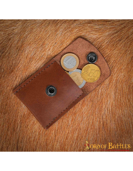 Prática bolsa medieval em pele -...