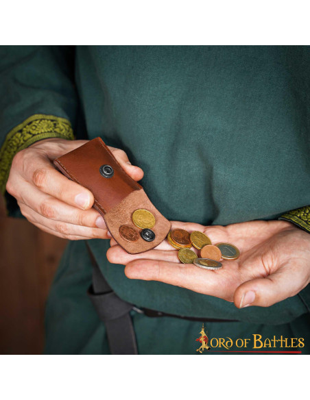 Prática bolsa medieval em pele -...