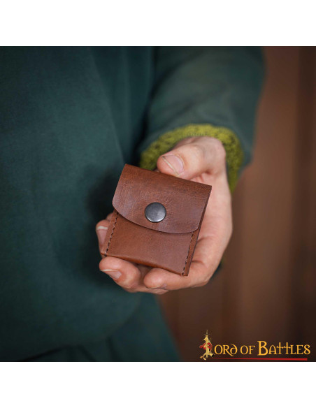 Prática bolsa medieval em pele -...