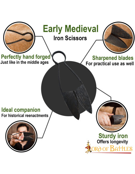 Tesoura medieval de ferro forjado à...