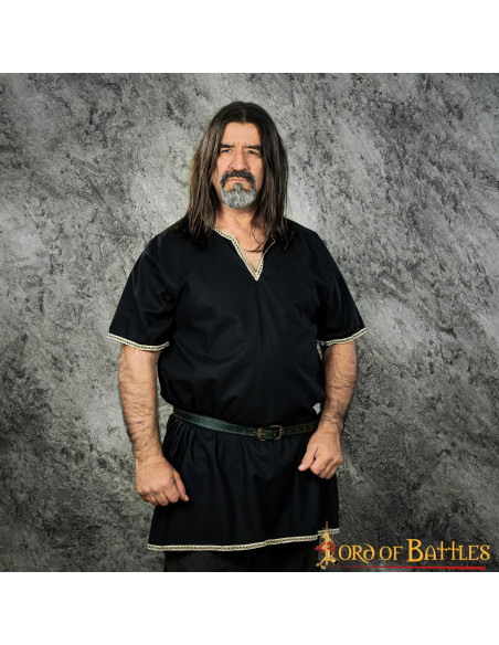 Túnica Viking Balder manga curta - Preto