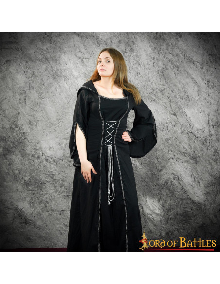 Vestido medieval mulher Morgana - Preto