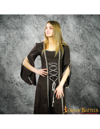 Vestido medieval mulher Morgana - Marrom