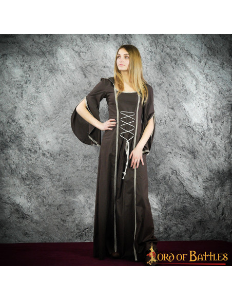 Vestido medieval mulher Morgana - Marrom