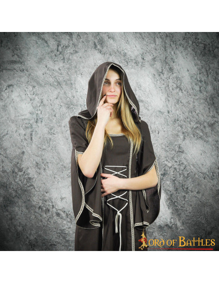 Vestido medieval mulher Morgana - Marrom