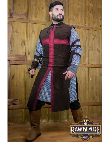Tabardo Medieval Cruzado - Marrom e Vermelho