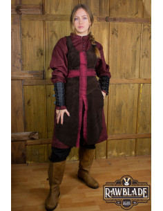 Tabardo Cruzado Medieval Feminino - Marrom e Vermelho